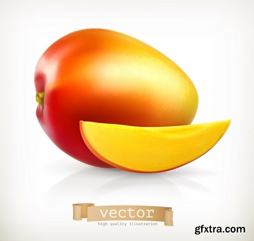 Collection of vector picture different food fruit vegetables 25 EPS