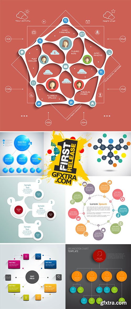 Vectors organization chart with round elements