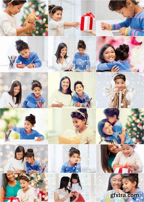 Collection of woman with the girl mother and daughter a gift learning pencil family holiday 25 HQ Jpeg