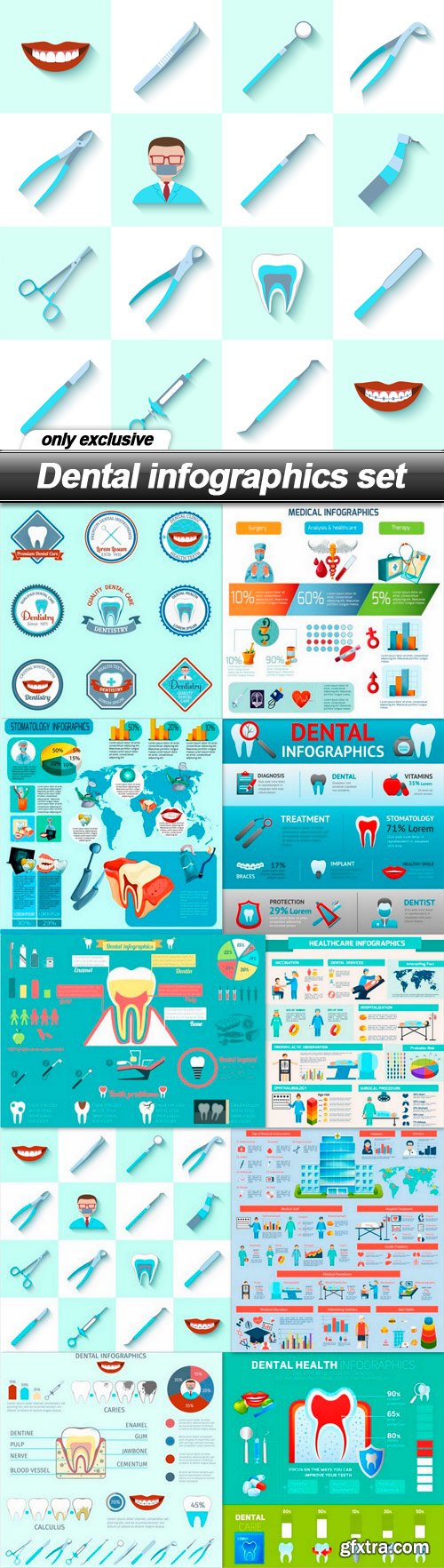 Dental infographics set - 10 EPS