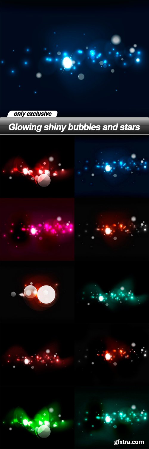 Glowing shiny bubbles and stars - 10 EPS