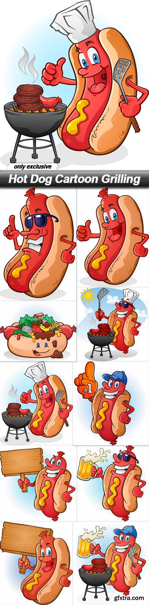 Hot Dog Cartoon Grilling - 10 EPS