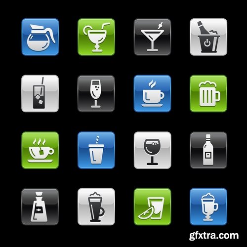 Collection of vector image various flat icons on various subjects #5-25 Eps