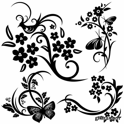 Collection of vector image calligraphic elements vintage design element #9-25 EPS