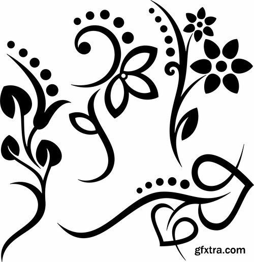 Collection of vector image calligraphic elements vintage design element #9-25 EPS