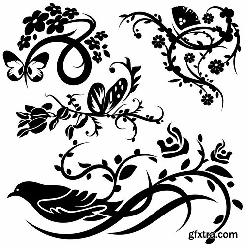 Collection of vector image calligraphic elements vintage design element #9-25 EPS