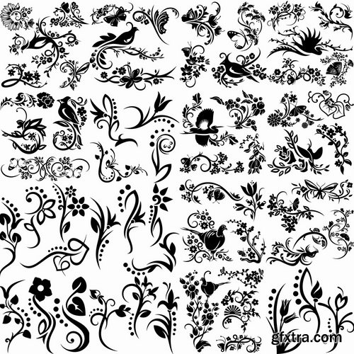 Collection of vector image calligraphic elements vintage design element #9-25 EPS