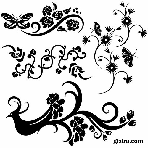 Collection of vector image calligraphic elements vintage design element #9-25 EPS