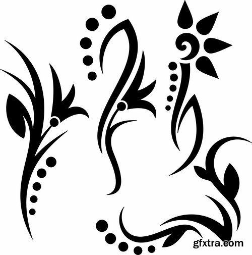 Collection of vector image calligraphic elements vintage design element #9-25 EPS