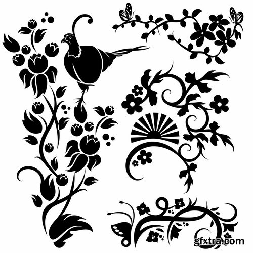 Collection of vector image calligraphic elements vintage design element #9-25 EPS