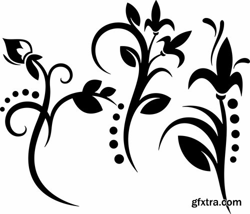 Collection of vector image calligraphic elements vintage design element #9-25 EPS