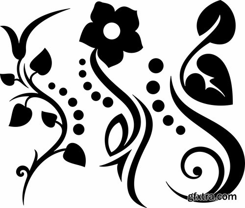 Collection of vector image calligraphic elements vintage design element #9-25 EPS