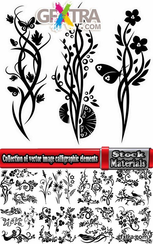 Collection of vector image calligraphic elements vintage design element #9-25 EPS