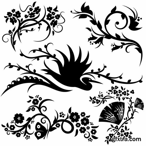 Collection of vector image calligraphic elements vintage design element #9-25 EPS