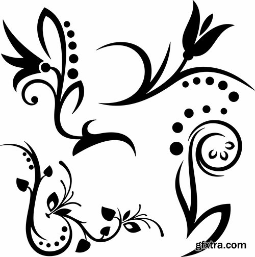 Collection of vector image calligraphic elements vintage design element #9-25 EPS