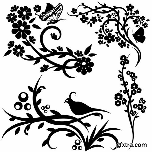 Collection of vector image calligraphic elements vintage design element #9-25 EPS