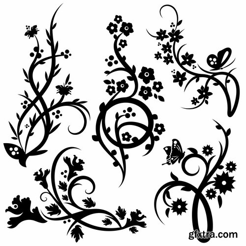 Collection of vector image calligraphic elements vintage design element #9-25 EPS