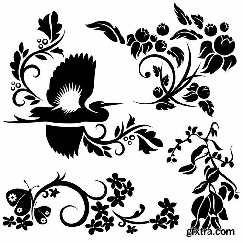 Collection of vector image calligraphic elements vintage design element #9-25 EPS