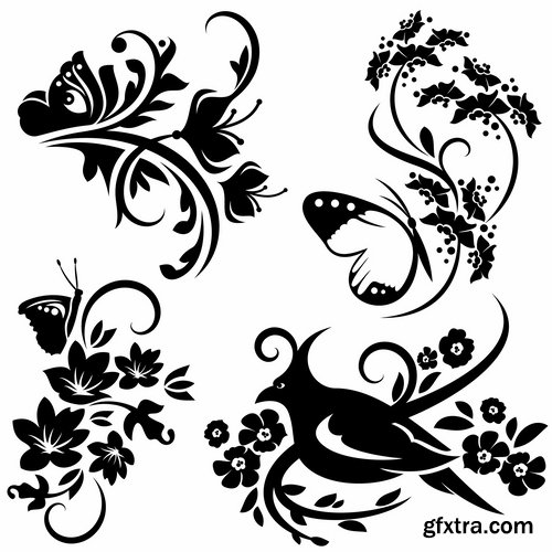 Collection of vector image calligraphic elements vintage design element #9-25 EPS