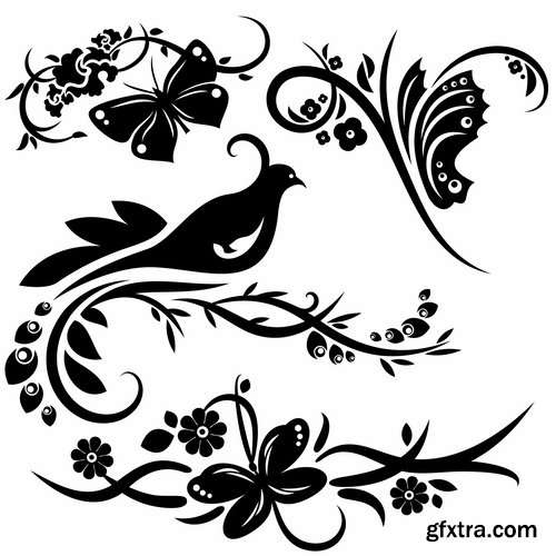 Collection of vector image calligraphic elements vintage design element #9-25 EPS