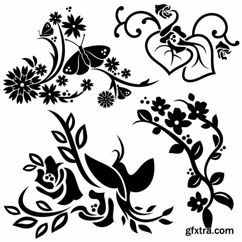 Collection of vector image calligraphic elements vintage design element #9-25 EPS