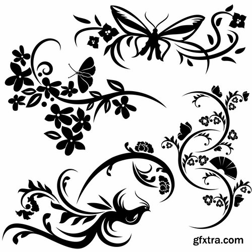 Collection of vector image calligraphic elements vintage design element #9-25 EPS