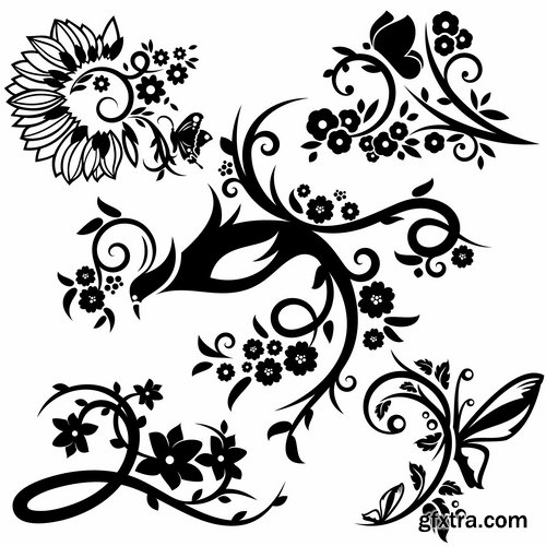 Collection of vector image calligraphic elements vintage design element #9-25 EPS