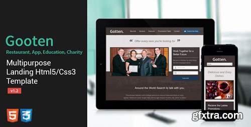 ThemeForest - Gotten v1.02 - Restaurant, App, Education, Charity Landing Page - 5981433