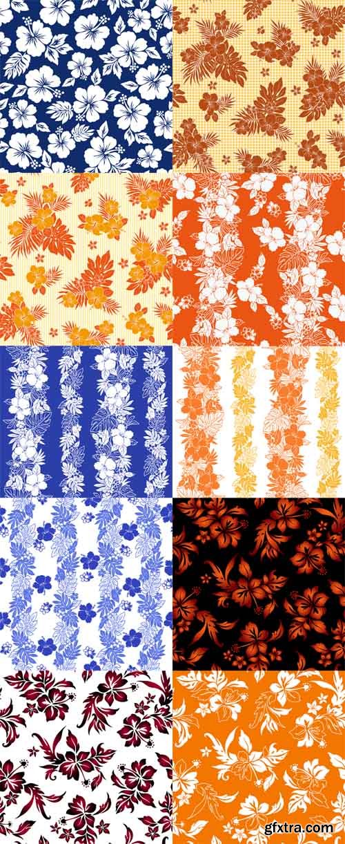 10 Floral Patterns Vector Set