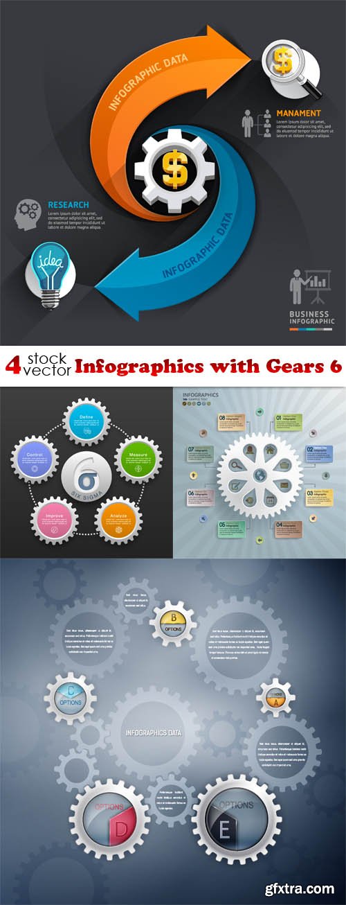 Vectors - Infographics with Gears 6