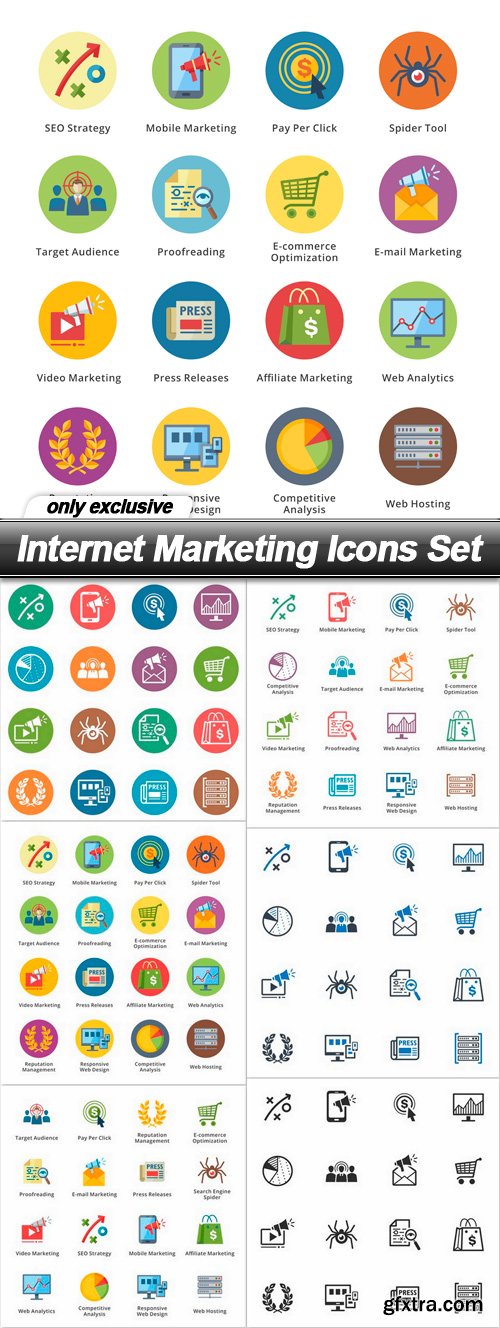 Internet Marketing Icons Set - 6 EPS