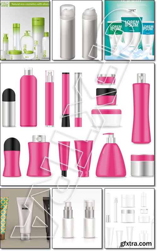 Set product for body cosmetic creams, foam poster - Vector