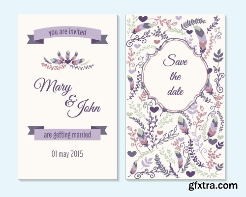 Wedding invitation save the date cards vector