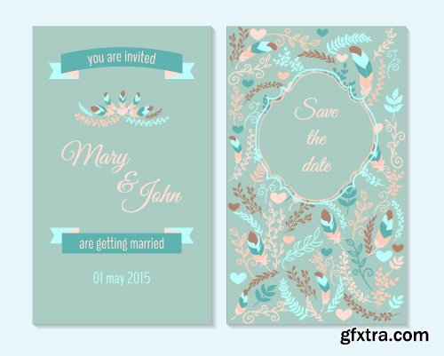 Wedding invitation save the date cards vector