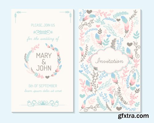 Wedding invitation save the date cards vector