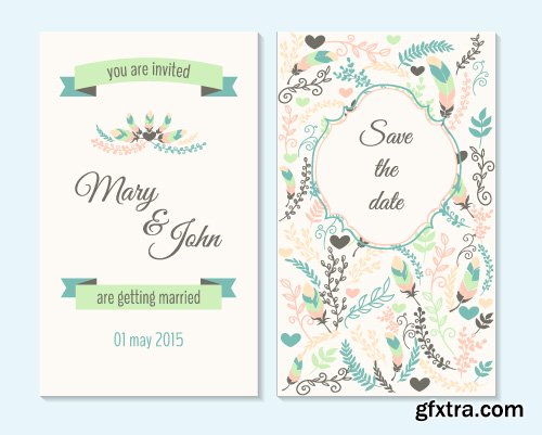 Wedding invitation save the date cards vector