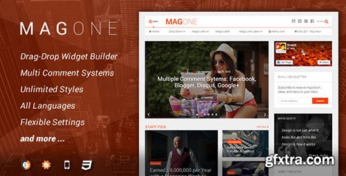 ThemeForest - MagOne v1.2.0 - Blogger Magazine Template - 12016203