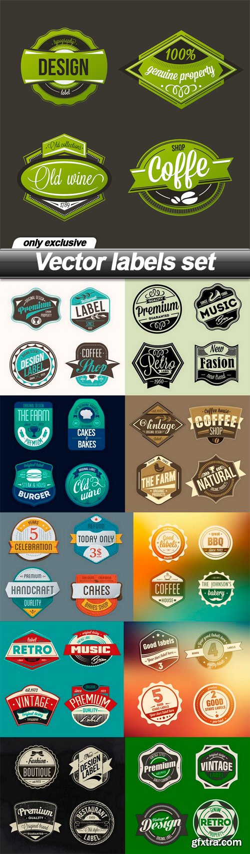 Vector labels set - 11 EPS