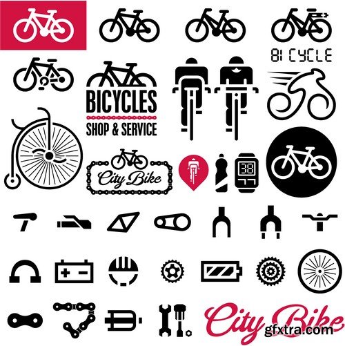 Stock Vectors - Bicycle, 25xEPS