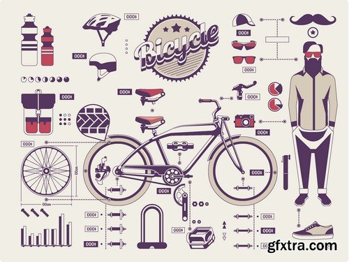 Stock Vectors - Bicycle, 25xEPS