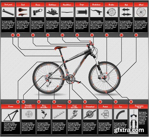 Stock Vectors - Bicycle, 25xEPS