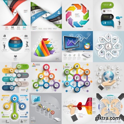 Collection of vector image conceptual business infographics #9-25 Eps