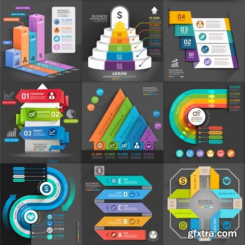 Collection of vector image conceptual business infographics #9-25 Eps