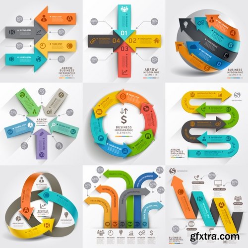 Collection of vector image conceptual business infographics #9-25 Eps