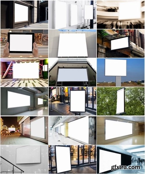 Collection of billboard banner sign shop windows advertising board pole Wall Street 25 HQ Jpeg