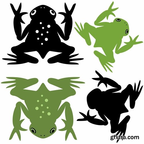 Collection of vector pictures of different animals bird flamingo elephant frog crocodile 25 EPS