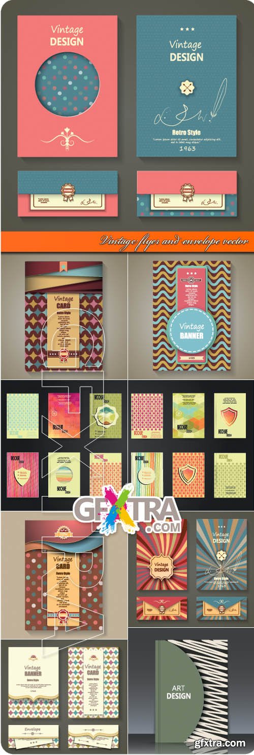 Vintage flyer and envelope vector