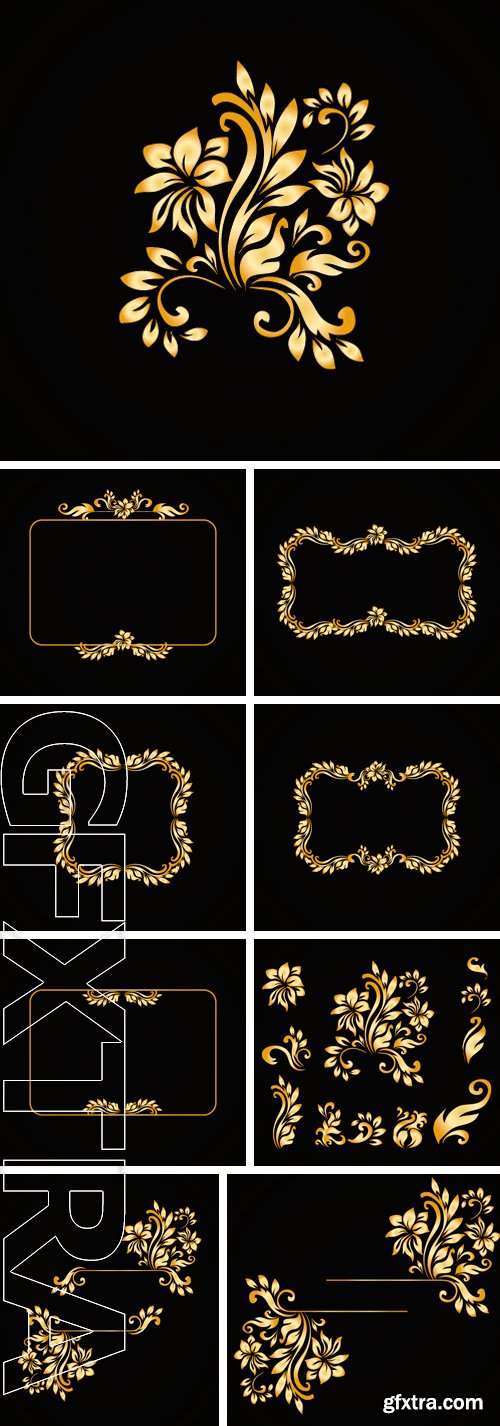 Stock Vectors - Golden luxury style calligraphic vector design elements