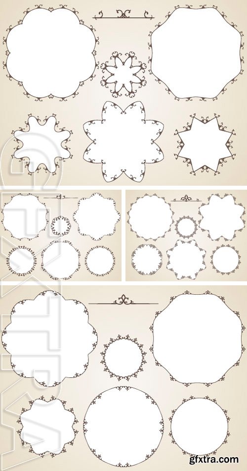 Stock Vectors - Ornamental calligraphic round frame, Vector set