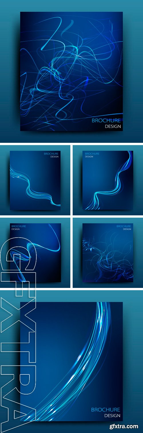 Stock Vectors - Vector business brochure flyer template or corporate banner design in A4 size. Neon lights on dark background